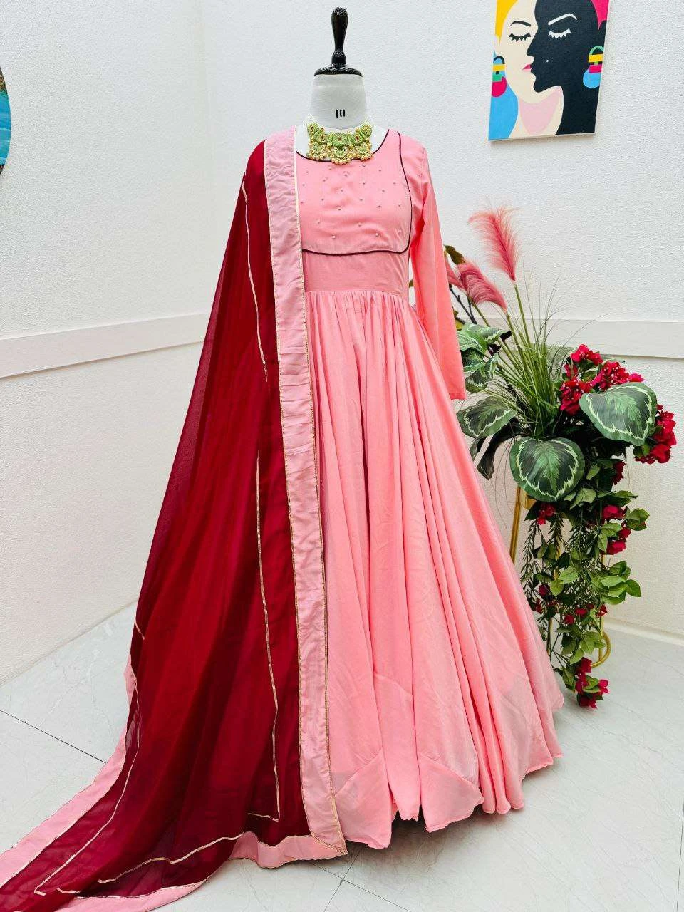 Vardan Ethnic Zb 5037 Cotton Silk Wholesale Gown with Dupatta — Wholesale Kurtis, MPA wholesale from Surat — view 5